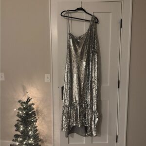 Anthropologie Maeve Silver Sequin Dress